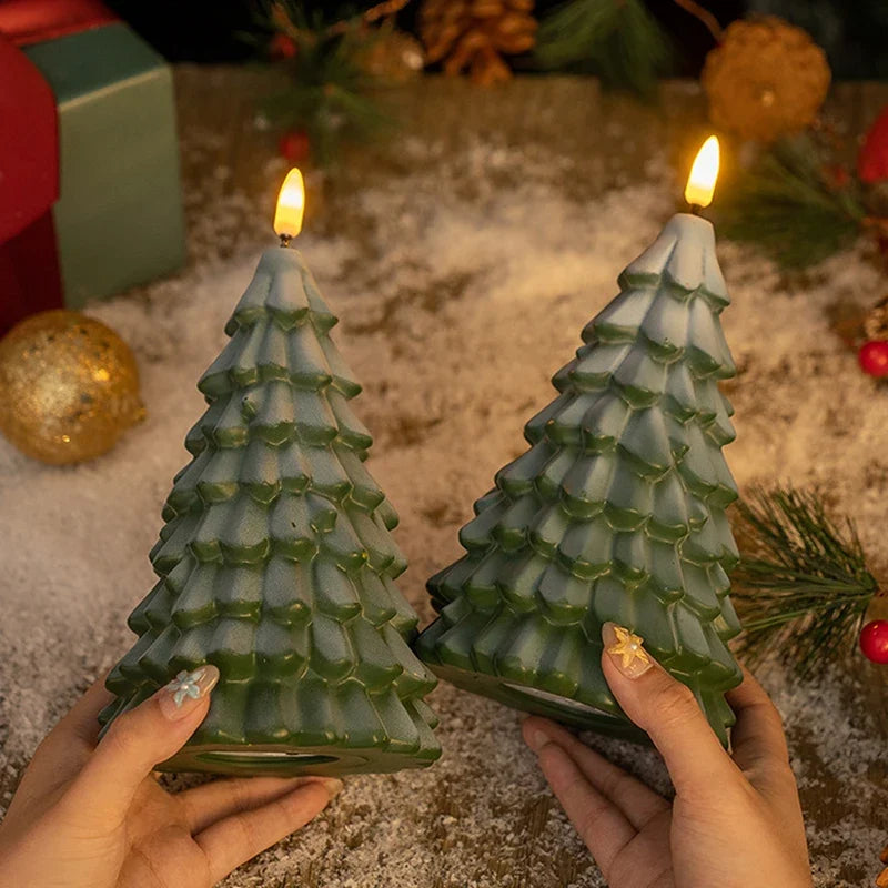 Christmas Tree LED Flameless Candle — Battery Operated with 3D Flame Wick