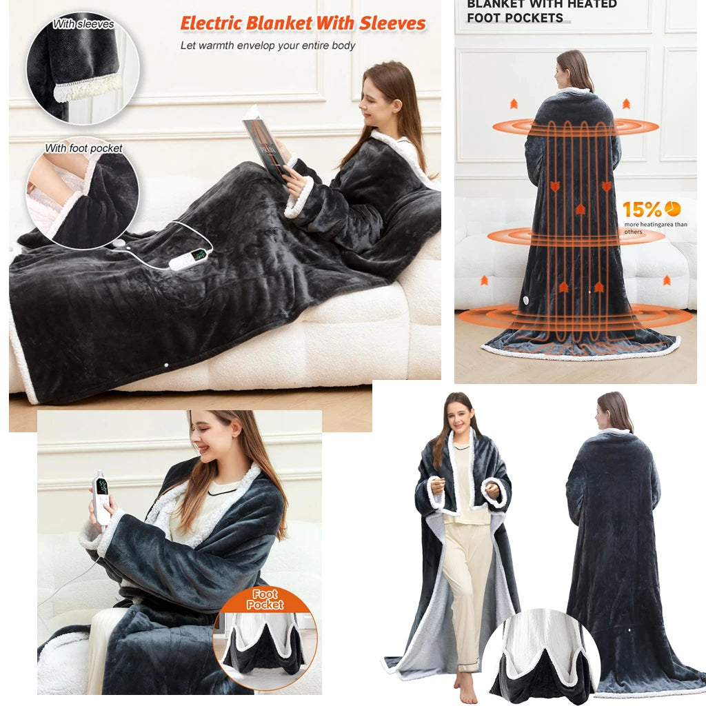 WarmHug™ Heated Blanket Sleeves, Foot Pocket & Fleece Comfort