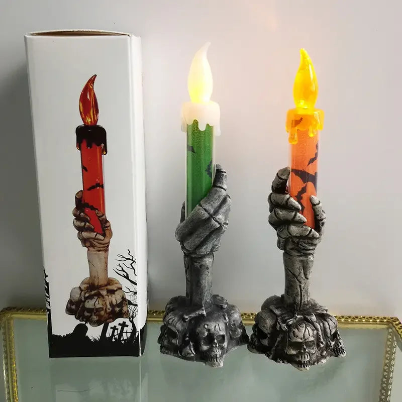 Skeleton Hand Flameless Candles Spooky Halloween Decor Tell me when that’s in.