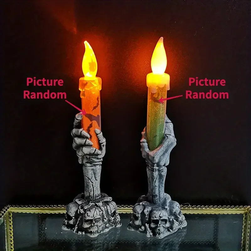 Skeleton Hand Flameless Candles Spooky Halloween Decor Tell me when that’s in.