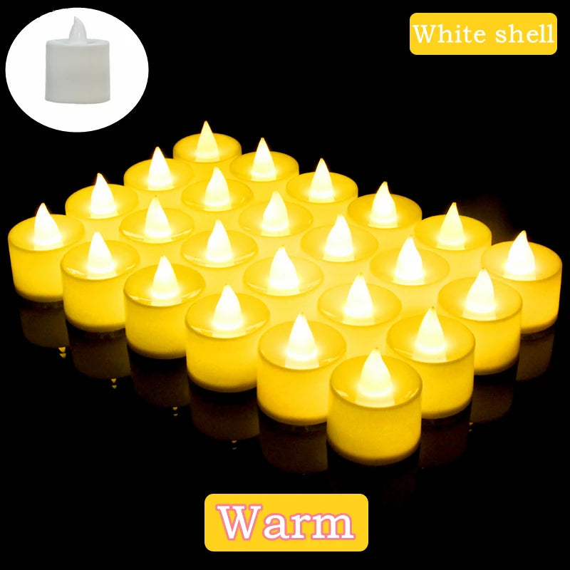 24-Piece Flameless LED Tea Light Candles – Warm White Flickering Lights for Halloween, Christmas, Weddings & Home Decor