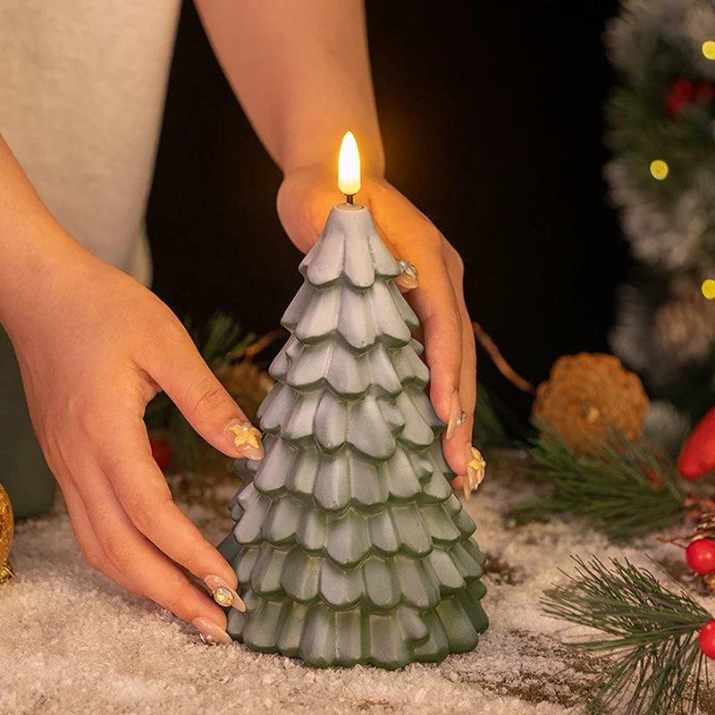 Christmas Tree LED Flameless Candle — Battery Operated with 3D Flame Wick