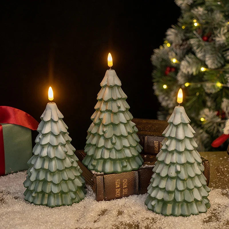 Christmas Tree LED Flameless Candle — Battery Operated with 3D Flame Wick
