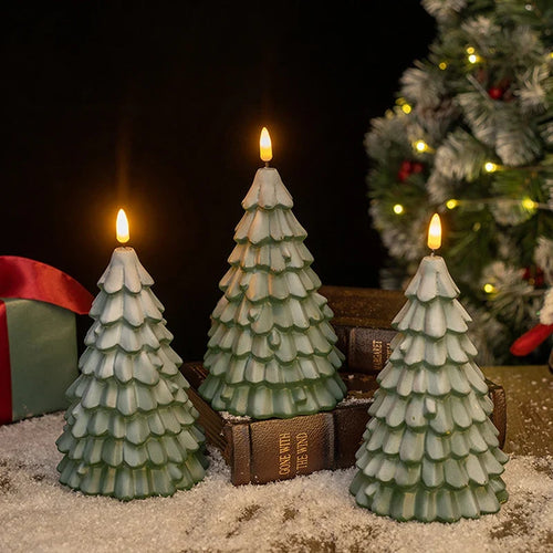 Christmas Tree LED Flameless Candle — Battery Operated with 3D Flame Wick