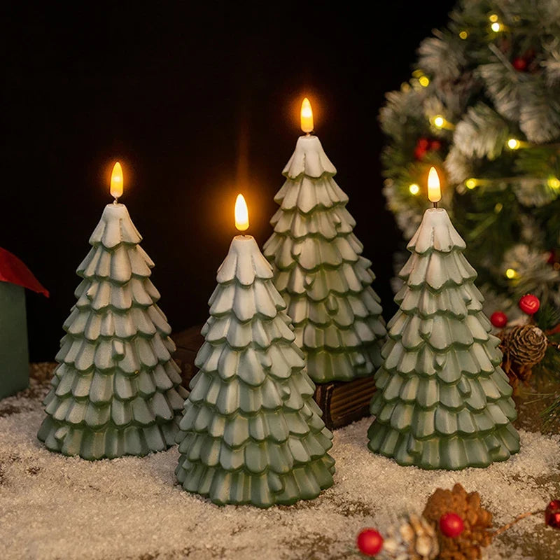 Christmas Tree LED Flameless Candle — Battery Operated with 3D Flame Wick